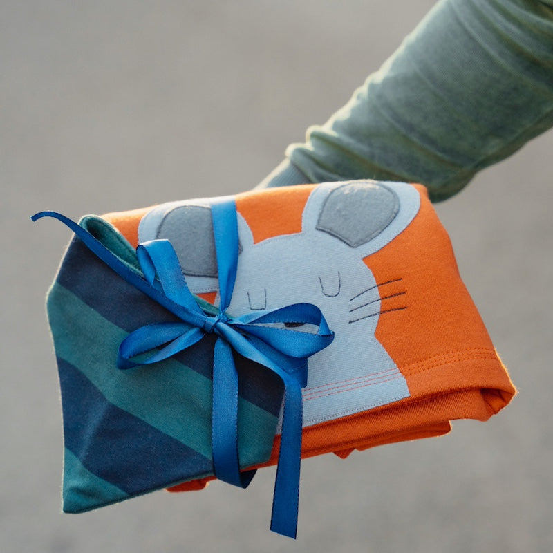 Geschenke zur Geburt - Baby Pullover Maus und Baby Halstuch aus Bio Baumwolle von internaht