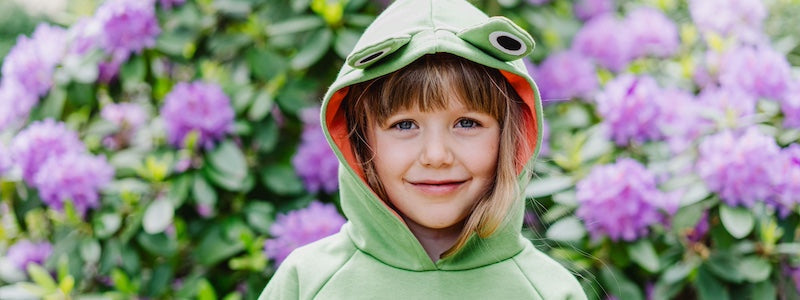 Bio Kinderkleidung, die Kinder lieben von internaht aus Dresden - grüner Hoodie mit Froschaugen aus 100% Bio-Baumwolle