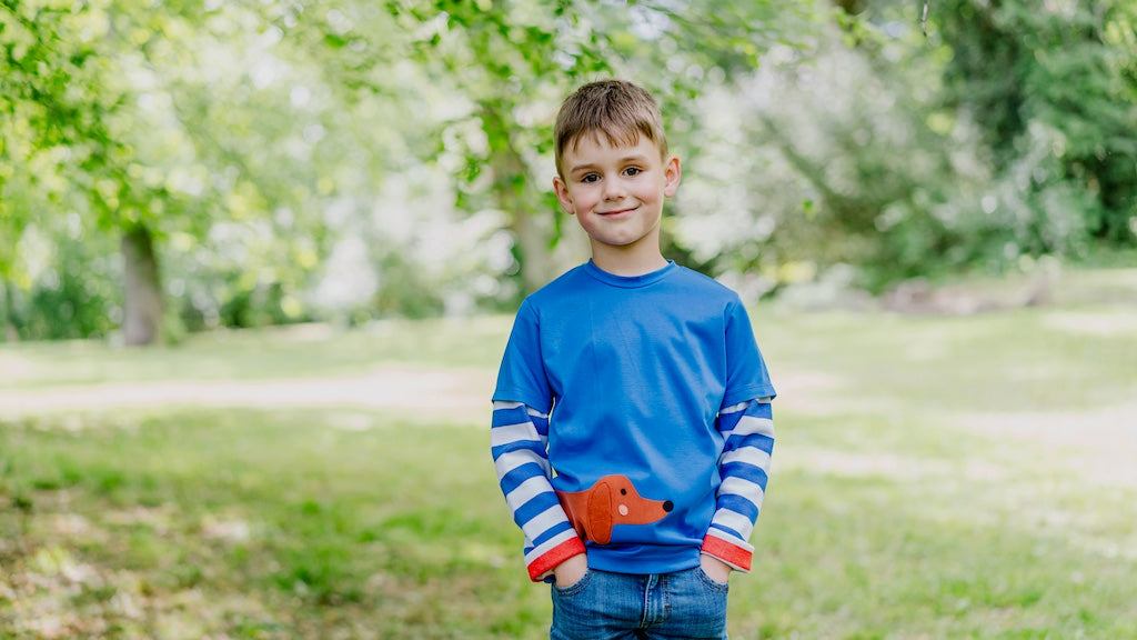 Langarmshirt aus Bio Baumwolle für Kinder mit Dackelmotiv von internaht
