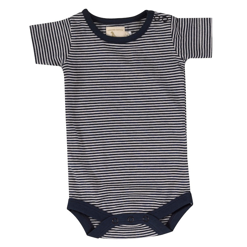 Baby Body aus 100% Bio Baumwolle Kurzarm Navy gestreift von Pigeon Organics