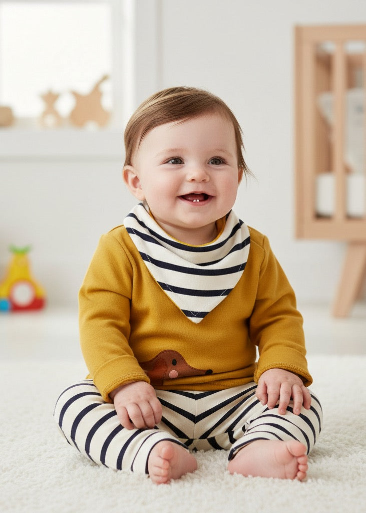 Geschenke zur Geburt - liebevoll genähtes Baby Geschenk zur Geburt mit Baby Pullover und Hose
