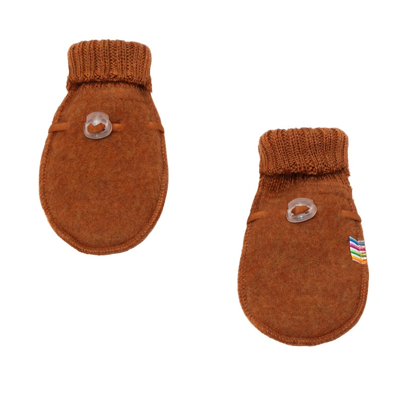 Baby Handschuhe aus 100% Merinowolle in Karamell von Joha