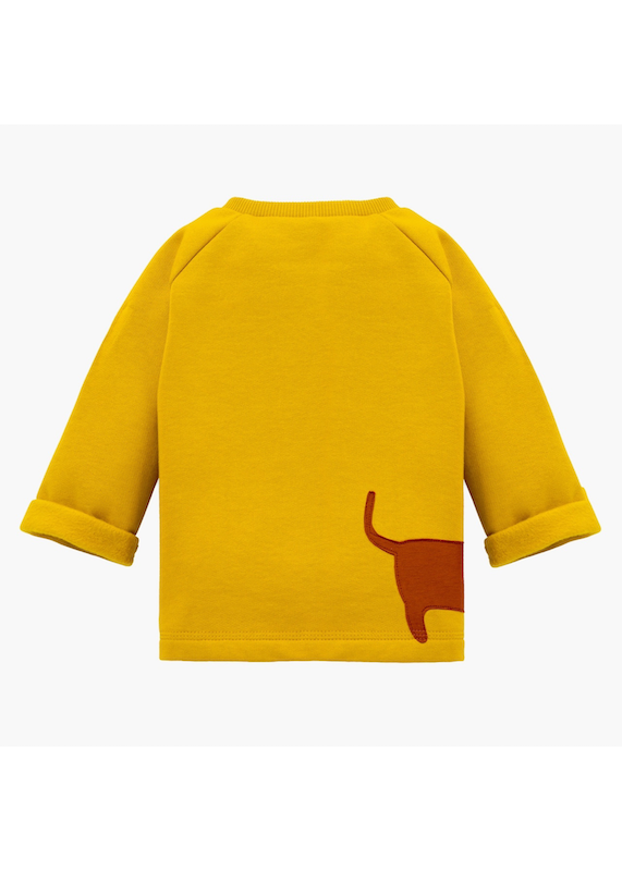 Baby Pullover aus 100% Bio Baumwolle mit Dackel-Motiv Rückseite von internaht