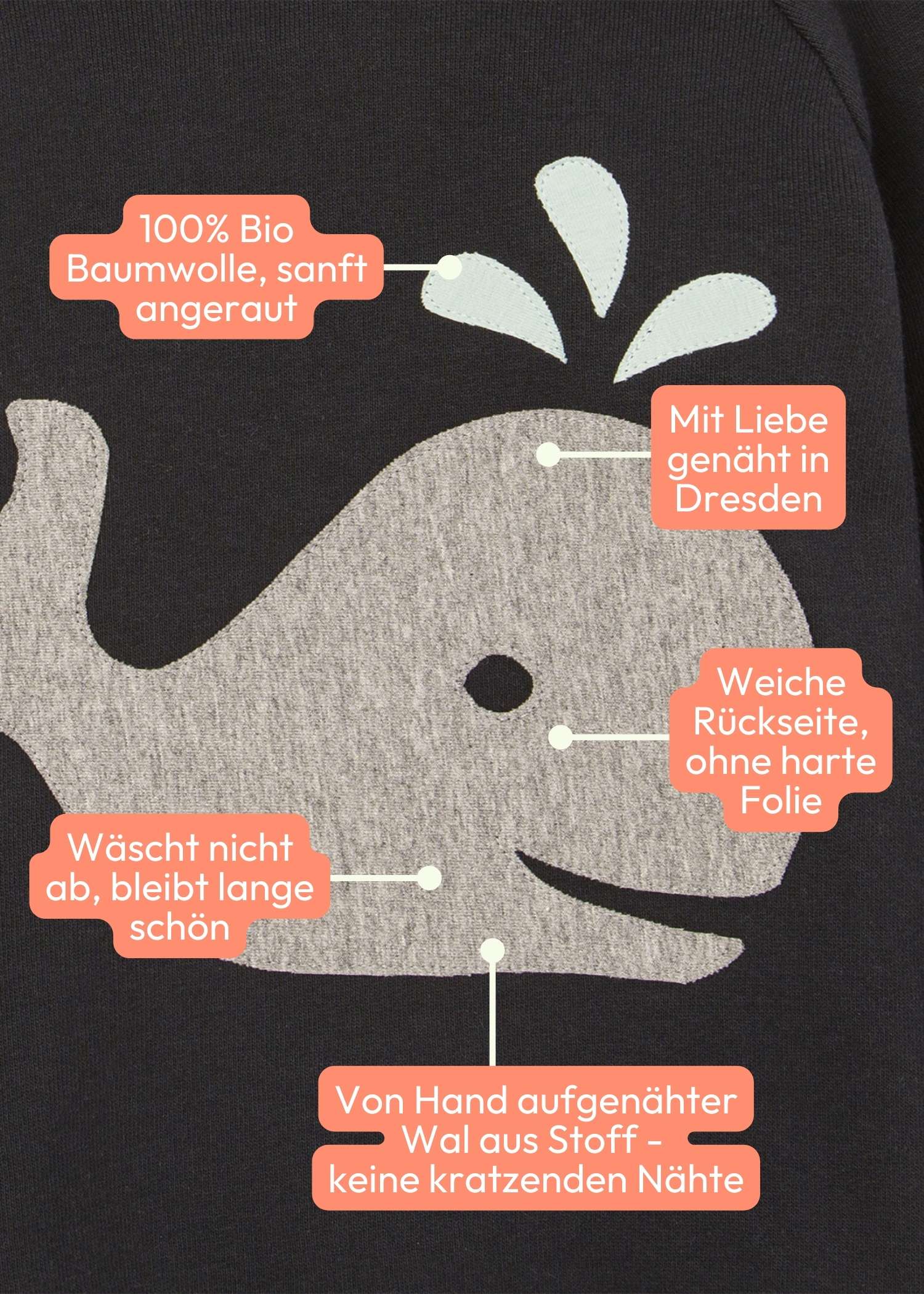 Baby Pullover aus 100% Bio Baumwolle mit Wal von internaht - Vorteile auf einen Blick