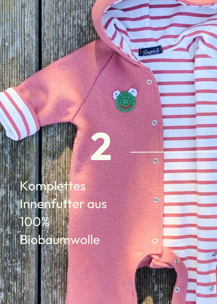 Baby Walkoverall für Mädchen aus Schurwolle von internaht - Innenfutter aus 100% Bio-Baumwolle