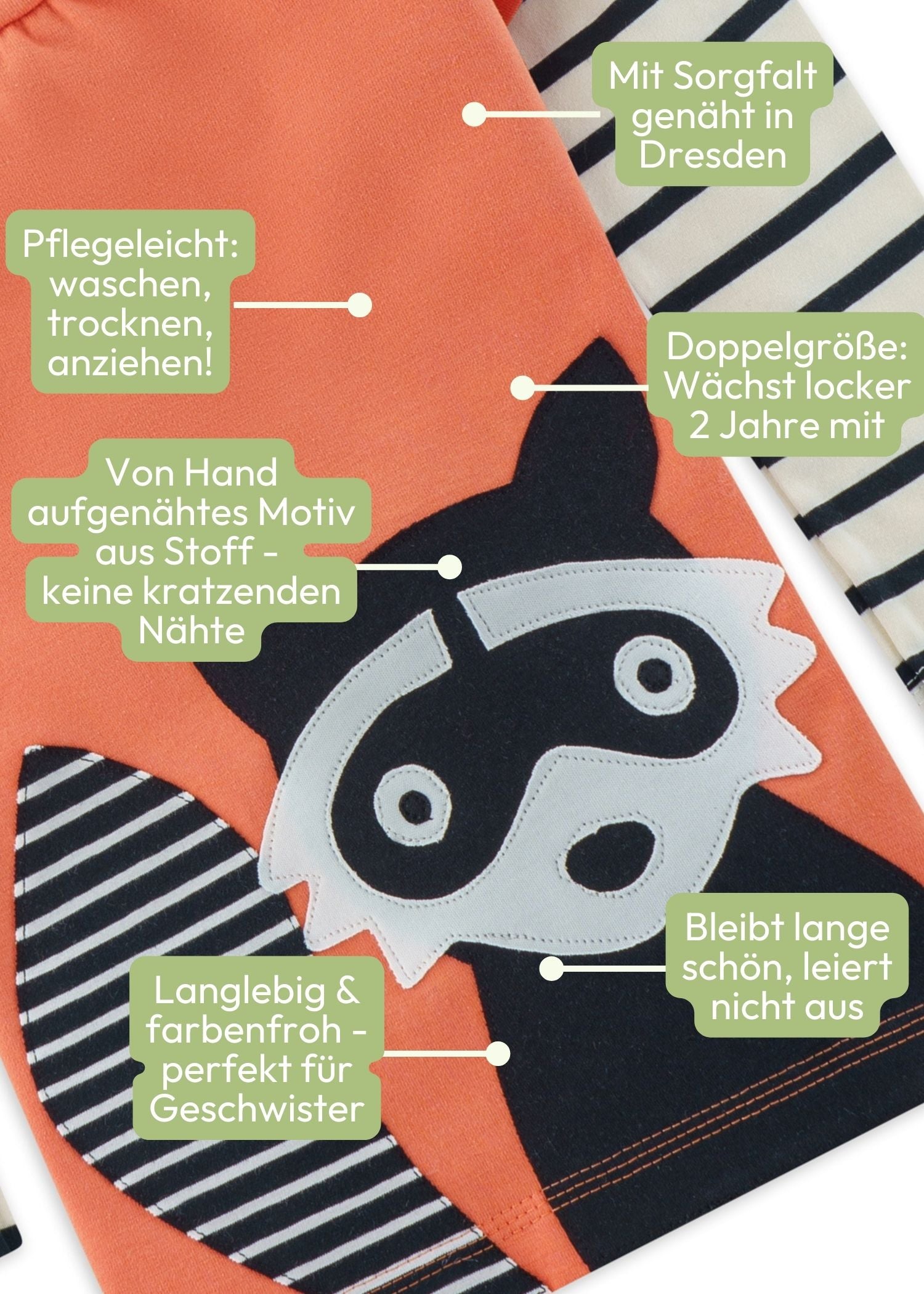 Kinder Langarmshirt aus Bio Baumwolle mit Waschbär für Jungen und Mädchen von internaht aus Dresden - Die Vorteile auf einen Blick