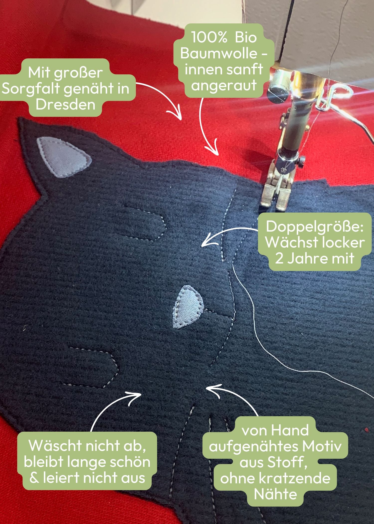 Kinder Pulli mit Katzenmotiv - 100% Biobaumwolle