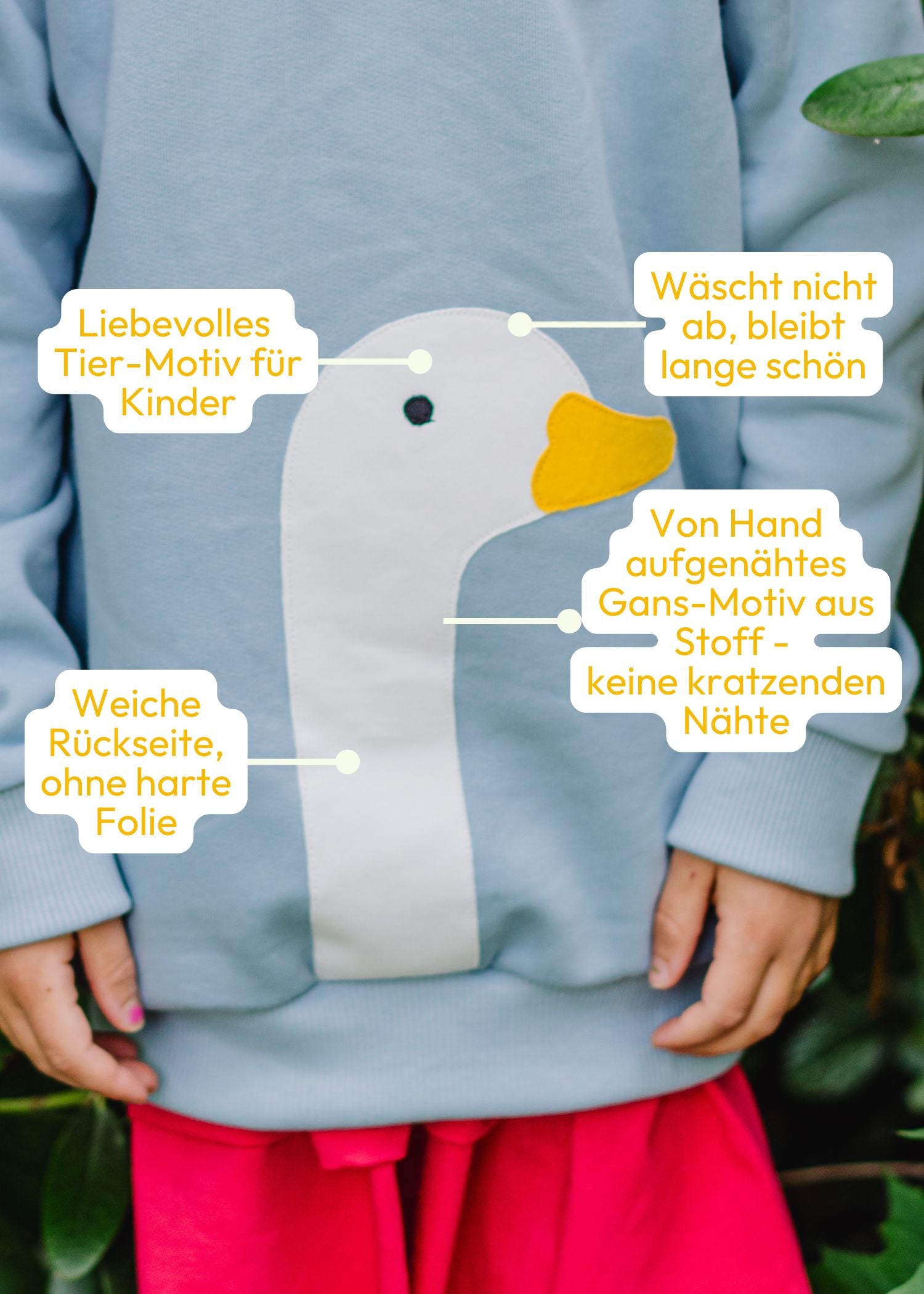 Vorteile des Kinder Pullover mit Gans-Motiv von internaht