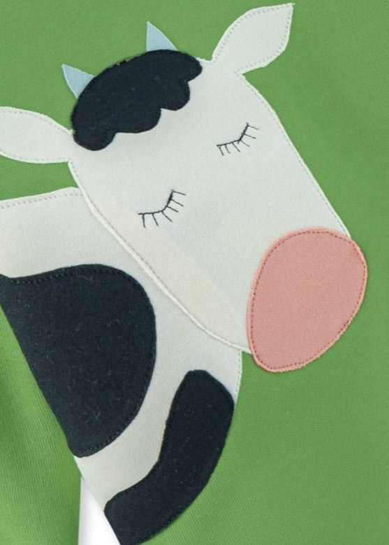 Applikation zum Kinder Pullover mit Kuh aus 100% Biobaumwolle von internaht