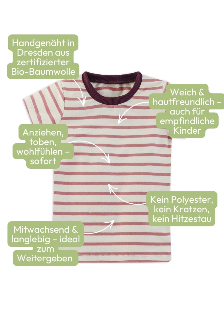 Hochwertiges Kinder T-Shirt Bio Baumwolle Ecru-Rosenholz – weich, mitwachsend & langlebig von internaht