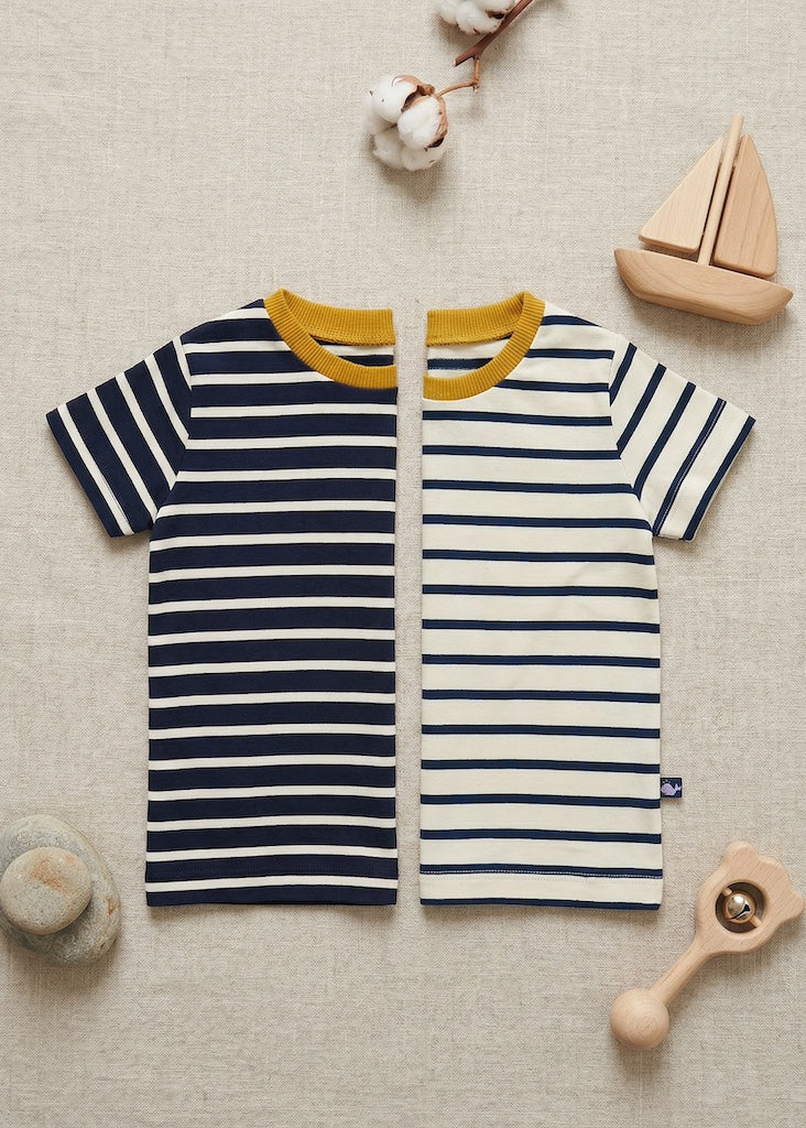 Style-Inspiration: Kinder T-Shirt Bio Baumwolle Navy-Ecru kombiniert – nachhaltige Kindermode von internaht