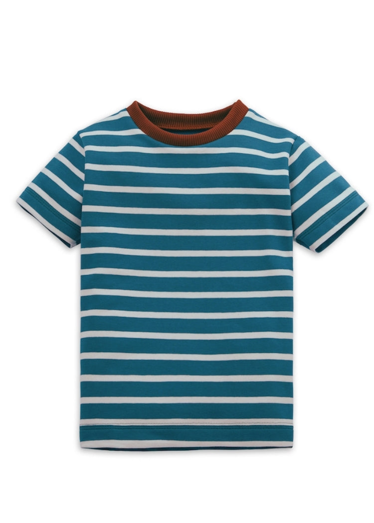 Hochwertiges Kinder T-Shirt Bio Baumwolle Petrol-Weiß – weich, mitwachsend & langlebig von internaht