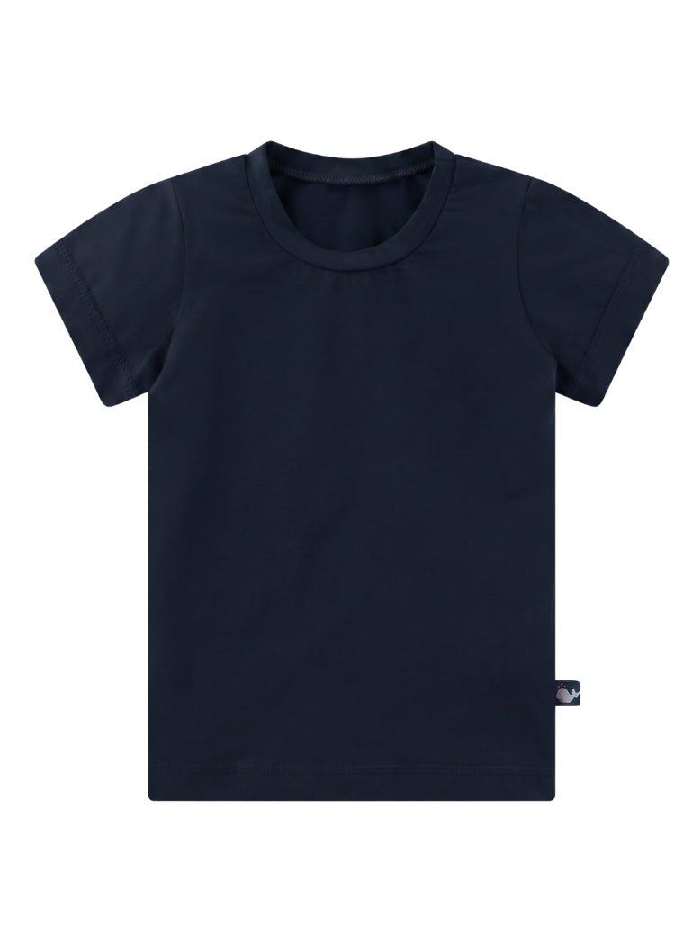 Kinder T-Shirt Bio Baumwolle Dunkelblau Uni – leichter Sommer-Jersey, handgenäht von internaht in Dresden