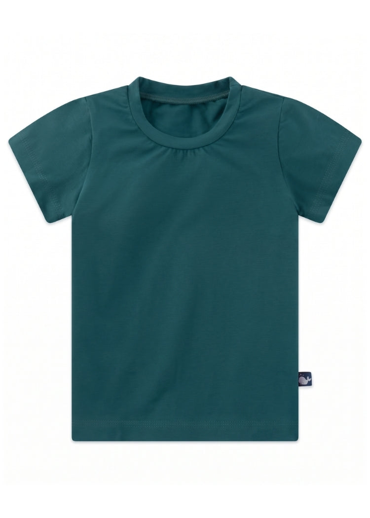 Kinder T-Shirt Bio Baumwolle Dunkelgrün Uni – leichter Sommer-Jersey, handgenäht von internaht in Dresden
