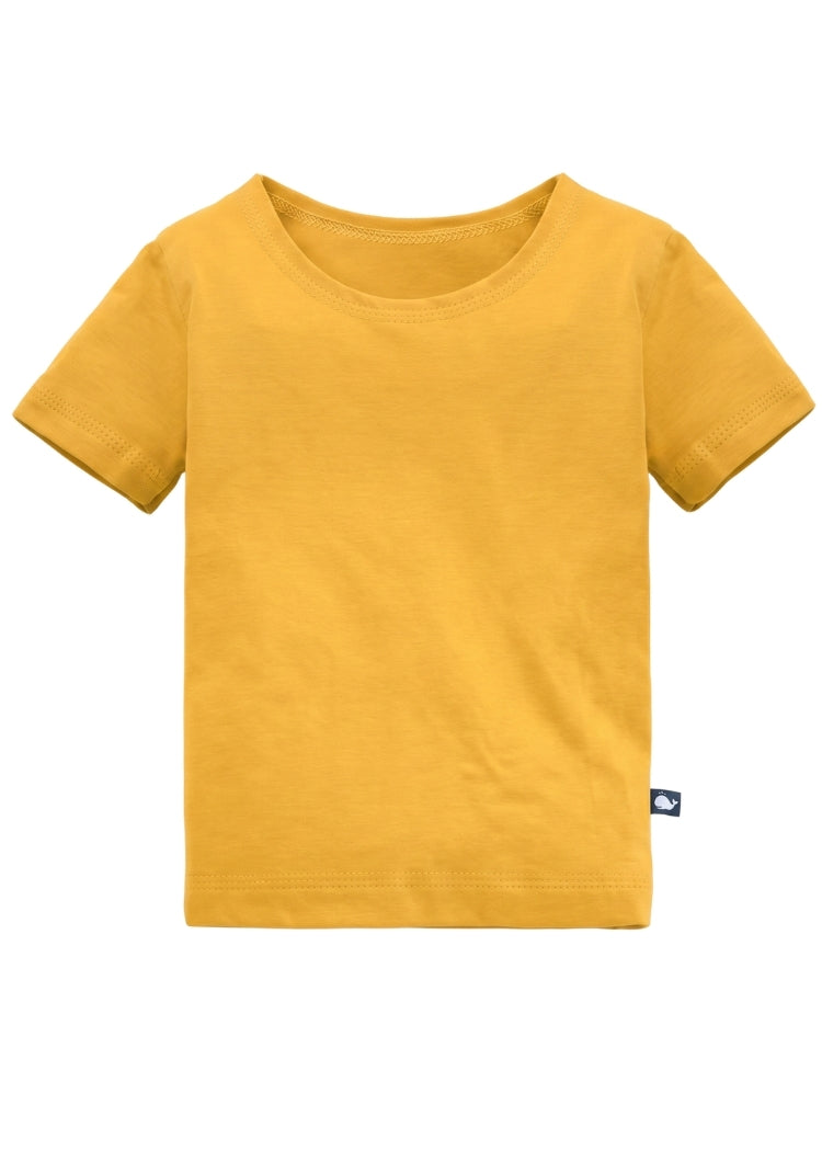 Kinder T-Shirt Bio Baumwolle Senfgelb Uni – leichter Sommer-Jersey, handgenäht von internaht in Dresden