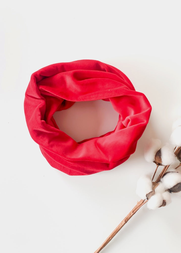 Nicki Loopschal aus 100% Biobaumwolle in Rot, fair genäht von internaht in Dresden