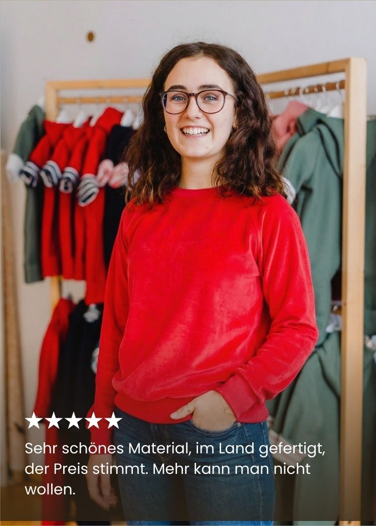 Nicki Pullover Damen aus Bio-Baumwolle, liebevoll genäht in Dresden – warm und gemütlich – Kunden Feedback zum Nicki Pullover aus 100% Biobaumwolle von internaht