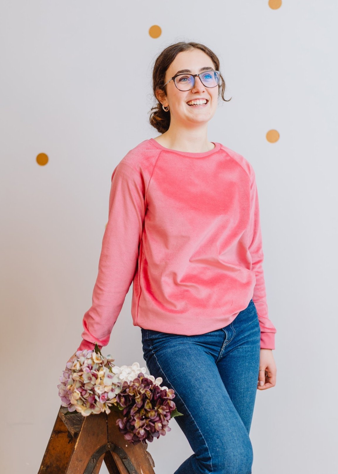 Damen Nicki Pullover aus 100 % Bio-Baumwolle in Flamingo, handgenäht in Dresden von internaht