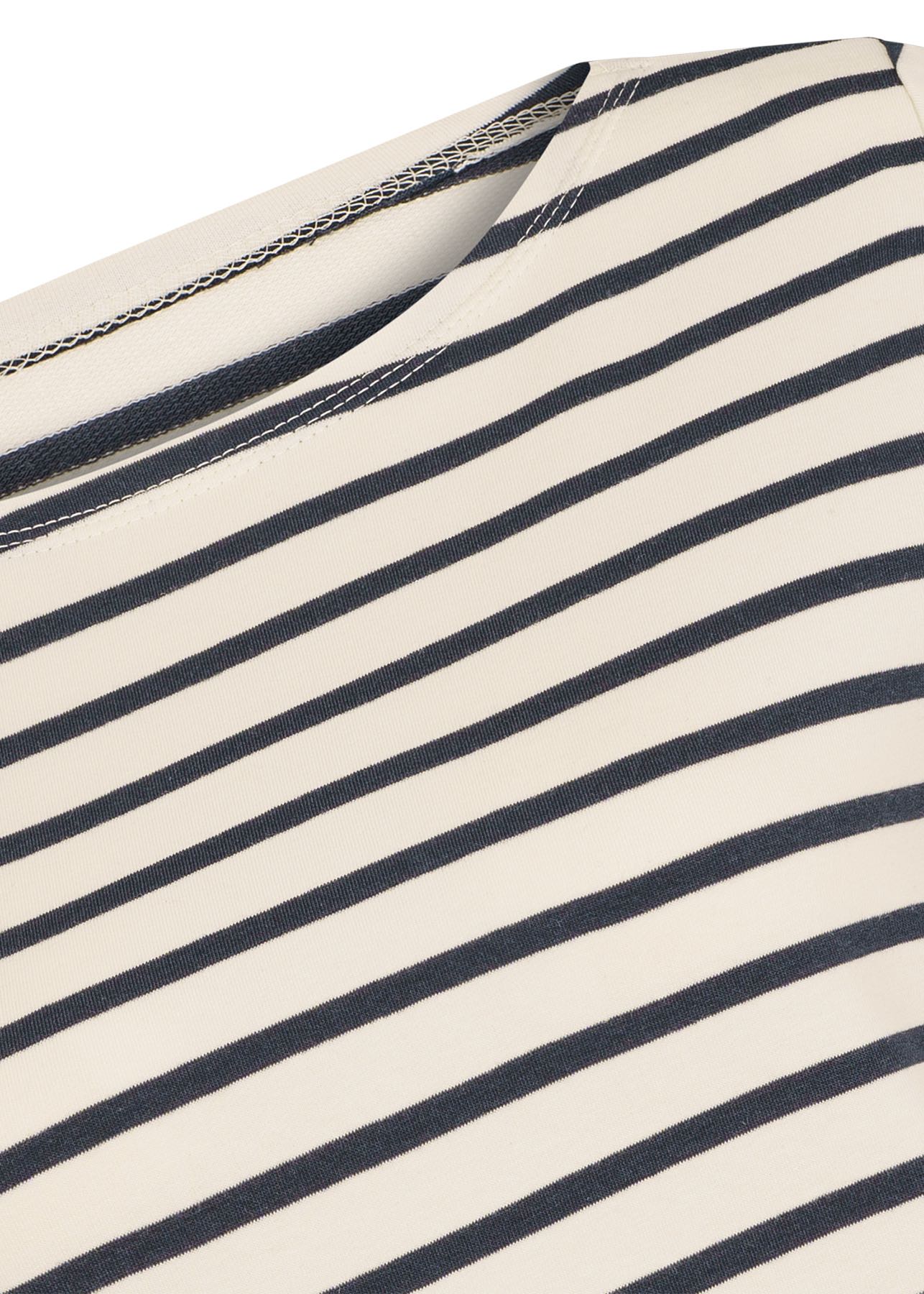 Handgenähtes gestreiftes Shirt in weiß-blau für Damen, komfortabel und formstabil von internaht