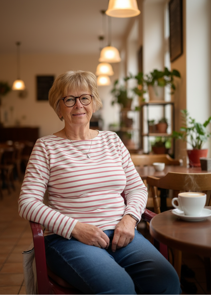 Ringelshirt für Damen in ecru-rosenholz - aus weicher Bio-Baumwolle. Für Frauen, die Streifen lieben und Qualität spüren möchten.