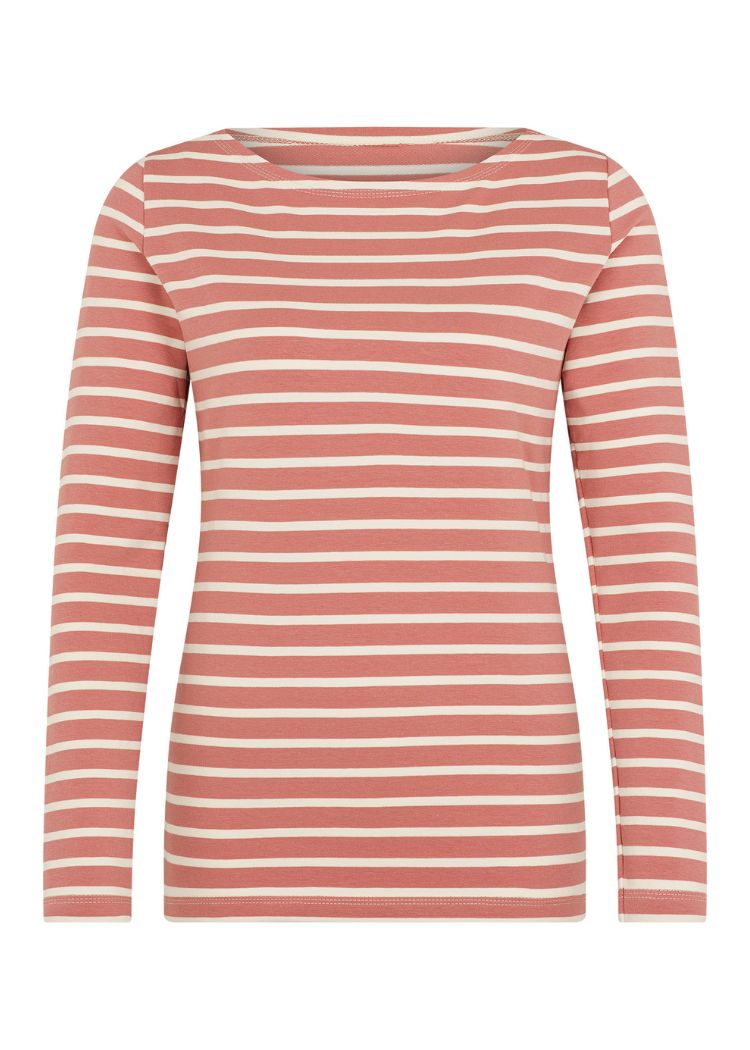 Streifenshirt Damen rosenholz-ecru – Detailansicht Streifen, Bio-Baumwolle (kbA) aus hochwertiger Manufakturarbeit von internaht