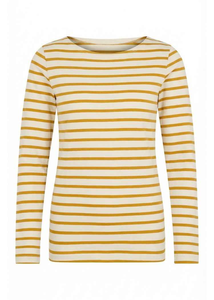 Ringelshirt Damen weiß/gelb aus Bio-Baumwolle im klassischen Streifendesign genäht in Deutschland von internaht