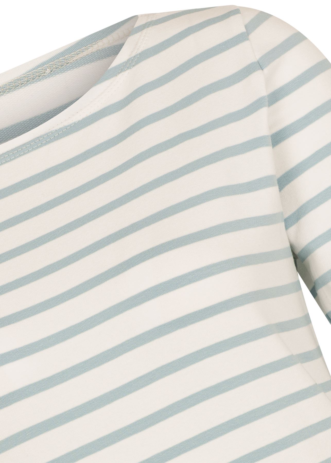 Ringelshirt Damen in zeitlosem Streifenmuster weiß/hellblau aus hochwertiger Bio-Baumwolle mit UBoot-Ausschnitt von internaht