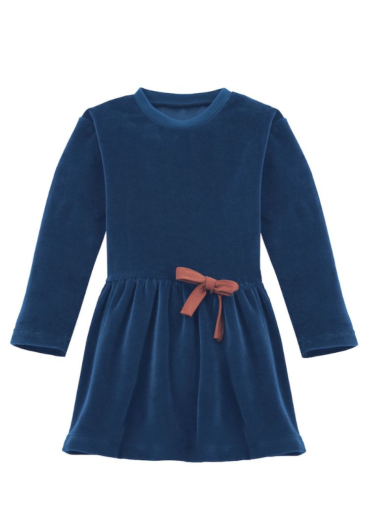 Samtkleid für Mädchen in Dunkelblau aus 100% Bio-Baumwolle ohne Chemiefasern von internaht aus Dresden