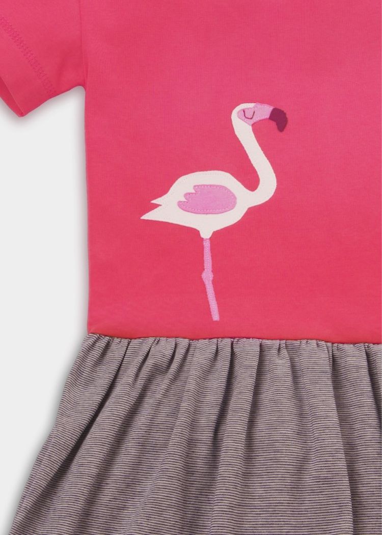 Kinder Sommerkleid Mädchen nachhaltig & weich mit Flamingo-Motiv aus 100% Bio Baumwolle