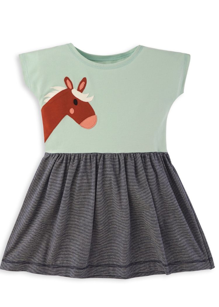 Sommerkleid für Mädchen aus Bio Baumwolle mit Pferdemotiv - fair genäht von internaht in Dresden