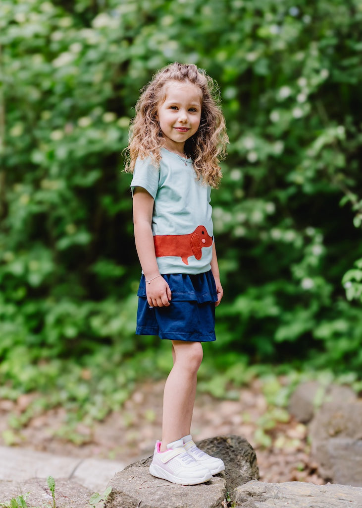 Stufenrock Mädchen nachhaltig & weich in Dunkelblau aus 100% Bio Baumwolle - genäht von internaht - Kinderkleidung made in Germany