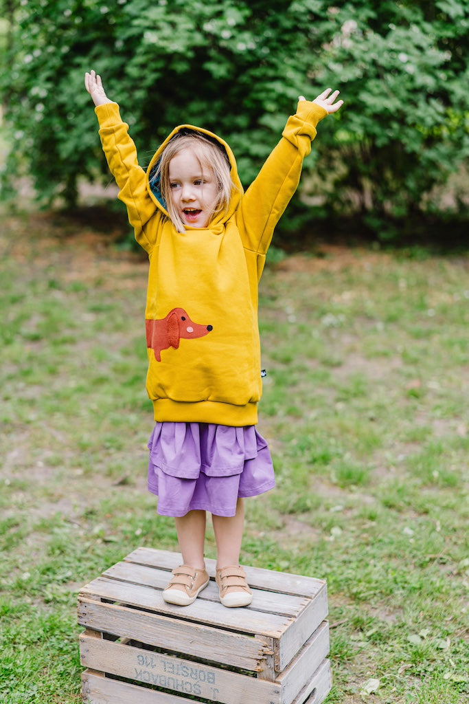 Stufenrock für Mädchen aus Bio Baumwolle in Lila - fair genäht von internaht in Dresden