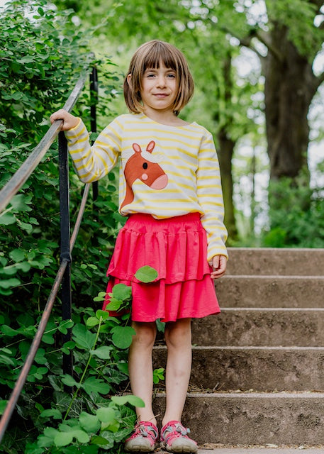 Stufenrock für Mädchen aus Bio Baumwolle in Pink - fair genäht von internaht in Dresden