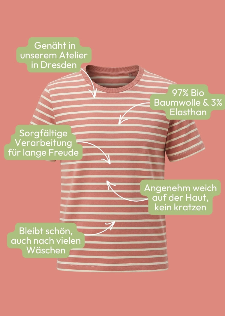 Hochwertiges T-Shirt Bio Baumwolle Damen Rosenholz-Ecru – weich, formstabil & fair produziert von internaht