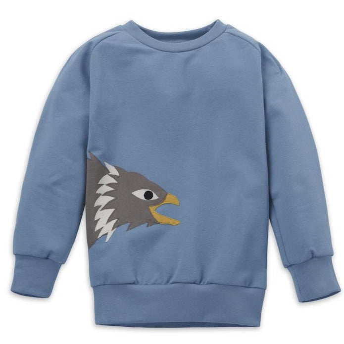 Himmelblaues Kinder Sweatshirt mit großartiger Seeadler-Applikation aus 100% Bio Baumwolle von internaht