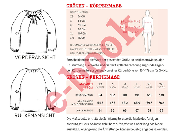 Schnittmuster Damen - Bluse FrauKrissi von Schnittreif kaufen