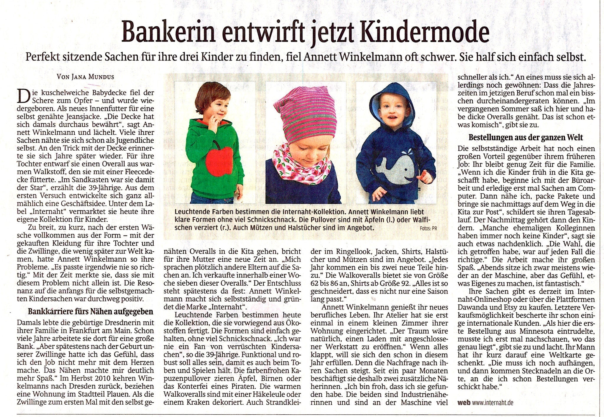 März 2013 - Bankerin entwirft jetzt Kindermode