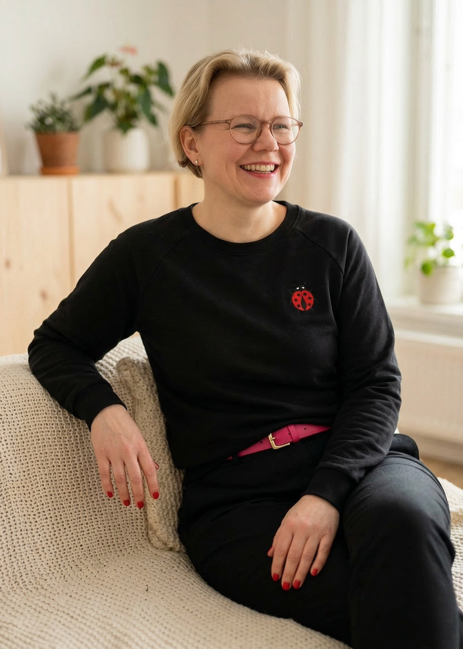 Pullover 100% Baumwolle Damen in Schwarz aus Bio Baumwolle - fair genäht im Dresdner Atelier von internaht