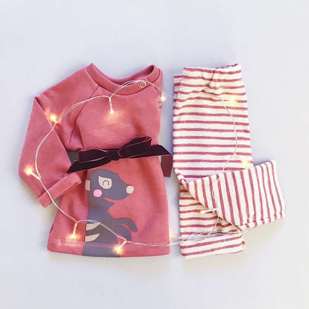 Baby Sweatshirt mit Erdmännchen und gestreifte Baby Hose aus 100% Bio Baumwolle von internaht