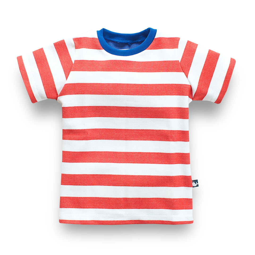 T-Shirt rot weiß gestreift für Kinder aus 100% Bio-Baumwolle von internaht