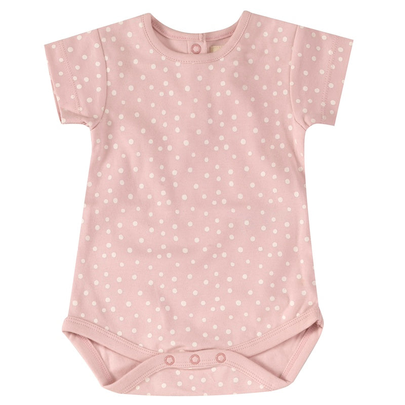 Baby Body aus 100% Bio Baumwolle Kurzarm im Design Dots Pink von Pigeon Organics