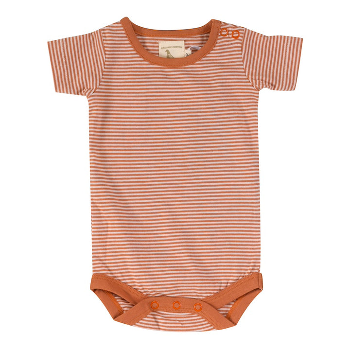 Baby Body aus 100% Bio Baumwolle Kurzarm Braun gestreift von Pigeon Organics