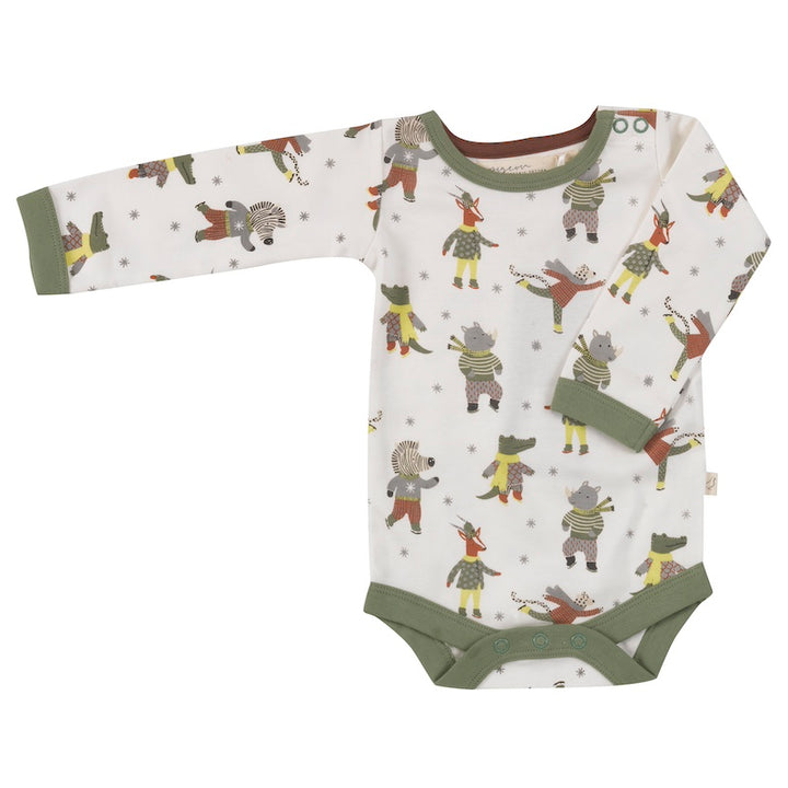 Baby Body Langarm aus 100% Bio Baumwolle im Design Safari Skaters von pigeon organics