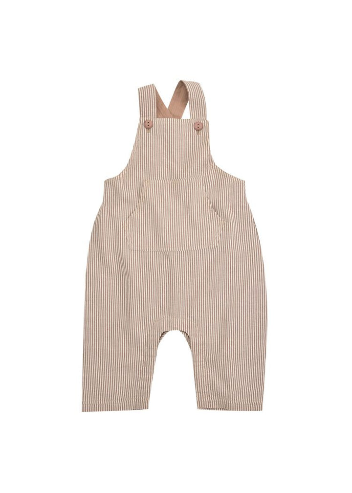Baby Latzhose Beige aus 100% Bio Baumwolle beige-weiße Streifen von Pigeon kaufen