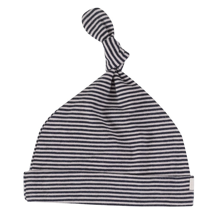 Baby Mütze gestreift aus 100% Biobaumwolle von pigeon - Navy