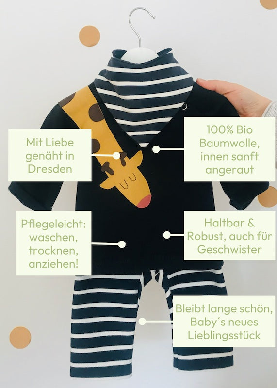 Baby Pullover aus 100% Bio Baumwolle mit Giraffen-Motiv von internaht -Besondere Vorteile zum Baby Sweatshirt mit Giraffe von internaht