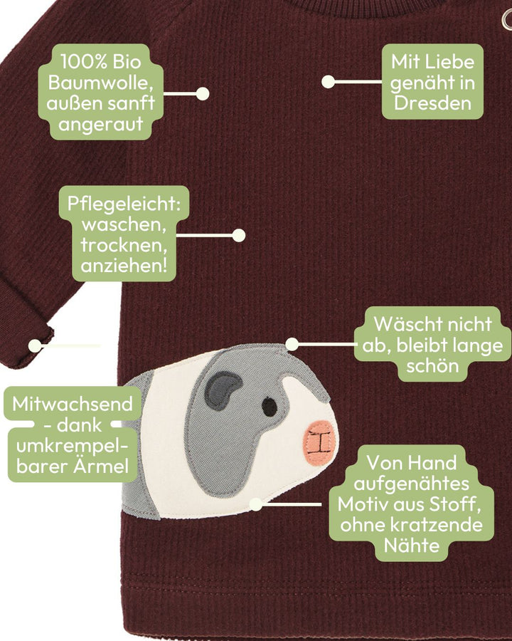 Baby Pullover aus 100% Bio Baumwolle mit Meerschweinchen-Motiv von internaht - Vorteile auf einen Blick