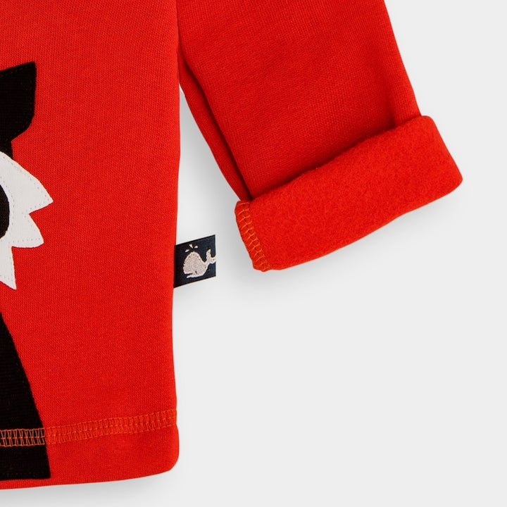 Baby Pullover aus 100% Bio Baumwolle mit Waschbär-Motiv von internaht - umschlagbare Ärmel für lange Tragbarkeit