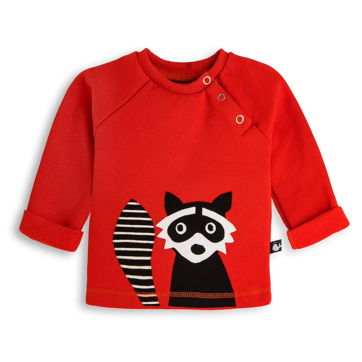 Baby Pullover aus 100% Bio Baumwolle mit Waschbär-Motiv von internaht