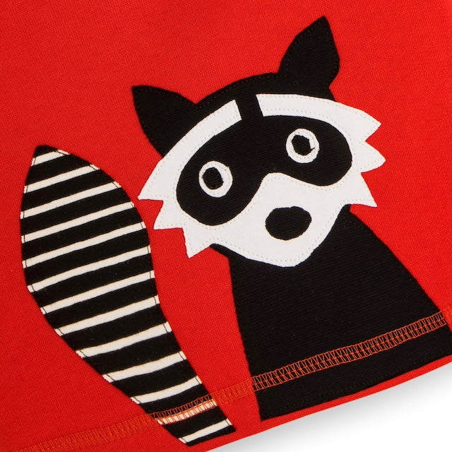 Baby Pullover aus 100% Bio Baumwolle mit Waschbär-Motiv von internaht- Detail der Waschbär-Applikation